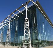 Colour image of columns and glass front of Library and Archives Canada’s Preservation Centre.