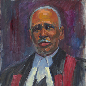 A painted portrait of Citizenship Judge Stanley Grizzle by William J. Stapleton.