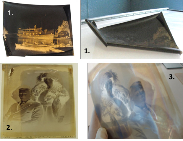 negatives with curled, yellow and halo deteriorations