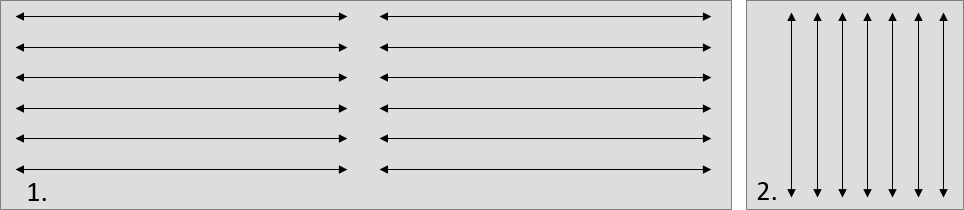 diagrams showing horizontal and vertical direction of grain as described in steps 1 and 2