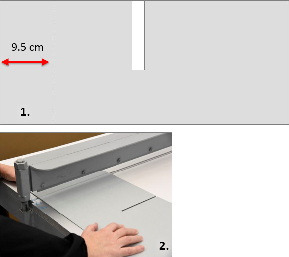 diagram showing measurement, and larger board beign crimped as decribed in steps 1 and 2